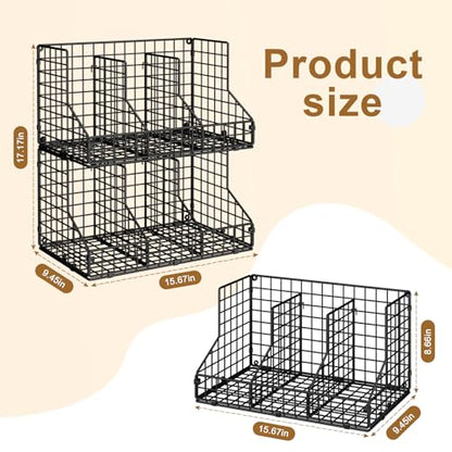 JKsmart 2 Pack Stackable Can Rack Organizer for Pantry Storage,Can Dispensers with 4 Adjustable Dividers, 2-Tier Metal Wire Basket Beverage Pop Soda Rack for Kitchen Cabinet Pantry, Black - size: L-(2 pack)