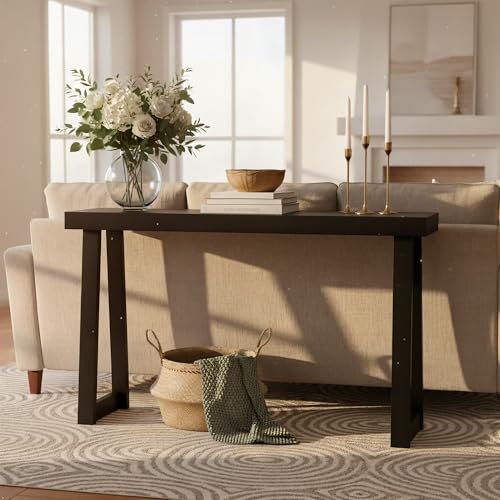 Plank+Beam Classic Console Table, 56 Inch, Black | Non-Toxic Finishes, Versatile Design, Elegant Details, Easy Assembly, Quick Setup, Solid Wood - color: Black, size: 56" Console Table