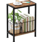 Narrow Side Table, Skinny End Tables with Magazine Holder, Small Sofa Table for Small Spaces, Space-Saving Design, Slim Nightstand Bedside Table for Living Room, Bedroom, Office, Rustic Brown - color: Rustic Brown
