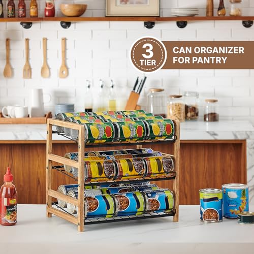 DGWJSU Can Organizer for Pantry 3-Tier, Can Storage Organizer Pantry, Soda Can Organizer, Holds up to 36 Cans Holders for Pantry, Cabinet, Countertop, Carbonized Brown - size: 3 Tiers
