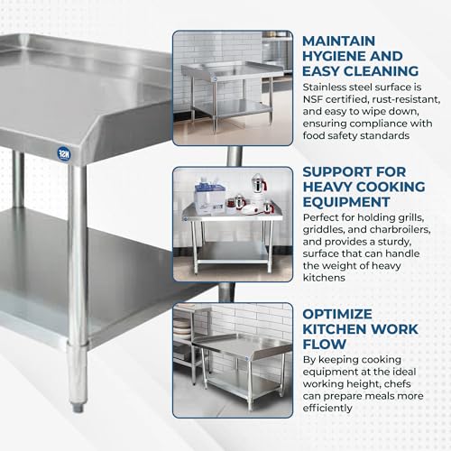 NSF Certified 18 Gauge Heavy Duty Stainless Steel Equipment Grill Stand with Undershelf for Kitchens, Utility Rooms, Caterers & Auto - size: 60"x24"