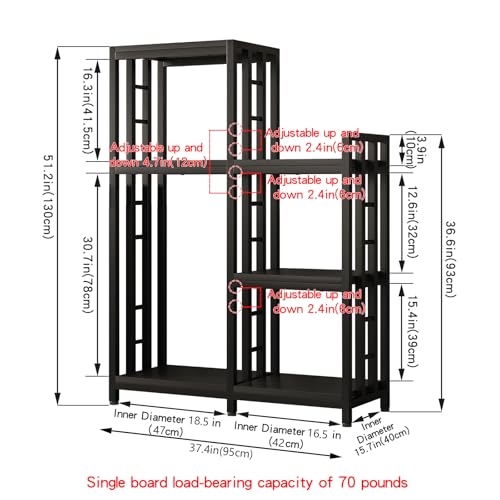 6-Tier Microwave Stand, Freestanding Kitchen Baking Rack, Height Adjustablebakers Shelf, Spice Rack, Mini Fridge, Coffee Bar for Living Room Black - color: Black