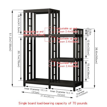 6-Tier Microwave Stand, Freestanding Kitchen Baking Rack, Height Adjustablebakers Shelf, Spice Rack, Mini Fridge, Coffee Bar for Living Room Black - color: Black