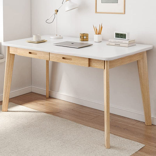 IOTXY Solid Wood Writing Desk - Home Office Workbench Desk with Drawer, 47.24" Width Laptop Computer Work Study Table - color: White, size: 120CM