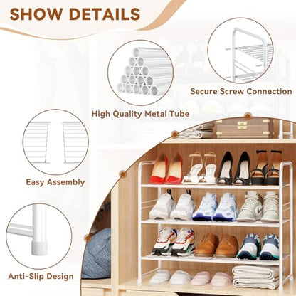 Simple Shoe Rack, 3 Tier Heavy Duty Metal Shoe Shelf 27 Inch Wide, White - color: White, size: 3 Tier