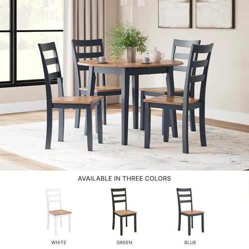 Signature Design by Ashley Gesthaven Solid Wood Frame Dining Chair, Set of 2, Blue/Natural - color: Light Brown & Blue
