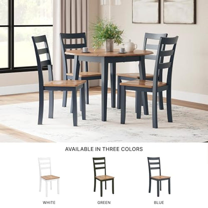 Signature Design by Ashley Gesthaven Solid Wood Frame Dining Chair, Set of 2, Blue/Natural - color: Light Brown & Blue