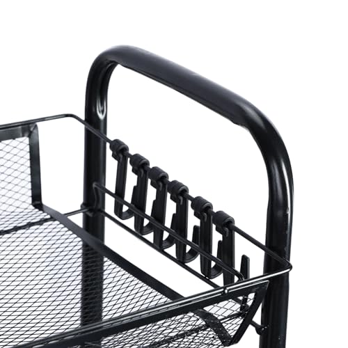 Rolling Pantry Storage Cart with Fruit Basket, 5-Tier Kitchen Storage Rolling Cart on Wheels, Large Utility Cart with Handle & Mesh Baskets for Kitchen, Bathroom, Laundry Room,Black - color: Black 5 Tire