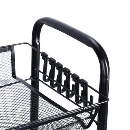 Rolling Pantry Storage Cart with Fruit Basket, 5-Tier Kitchen Storage Rolling Cart on Wheels, Large Utility Cart with Handle & Mesh Baskets for Kitchen, Bathroom, Laundry Room,Black - color: Black 5 Tire