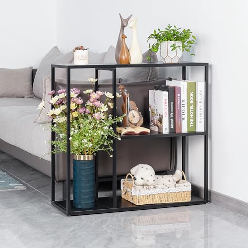 HDANI Console Table, Narrow Entryway Table, 3 Tier Metal Hallway Table, 11.8''Dx39.4''Wx31.5''H(Black) - color: Black, size: 11.8"D×39.4"W×31.5"H