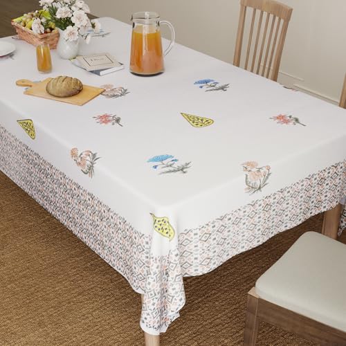 Encasa XO Rectangular Tablecloth 56"x72" 6 ft Kashmir Jaipuri Block Print Cotton Dining Table Cloth | Handcrafted Floral tablecloths – Machine Washable for Indoor, Outdoor, Everyday Use - color: Kashmir, size: 72" x 56" (Rectangular)