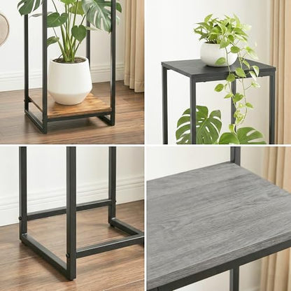46" Tall 3-Tier Corner Plant Stand Indoor, Black | Functions as Flower Pots, Shelf, Decor Rack, Holder; Metal Frame with MDF Boards; for Living Room, Balcony; Modern Design