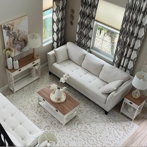 PHI VILLA Entryway Table - Farmhouse Narrow Console Table with Drawer for Living Room/Hallway, Ivory White - color: Ivory 2