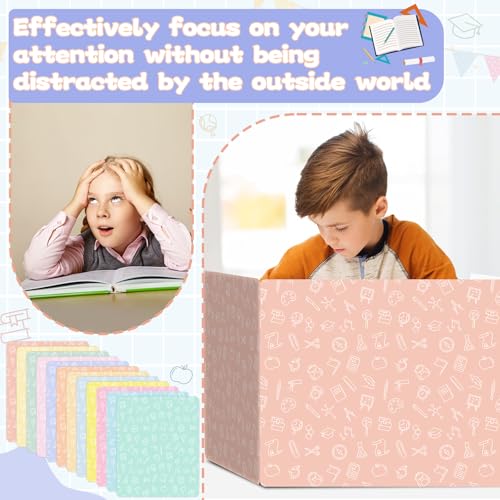 gisgfim 24 Pack Privacy Shields for Student in 12 Pastel Colors Desk Dividers Durable Privacy Folders Testing Dividers Shield Study Boards Panel Partition for Classroom Teacher Back to School Supplies - style: Pastel
