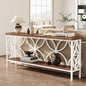 Tribesigns 70.9-Inch Narrow Sofa Table, Industrial Long Sofa Table Behind Couch, Entry Console Table with Storage for Entryway, Living Room, Foyer, Unique Design, Walnut/White - color: Walnut/White