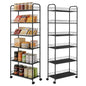 10in 6-Tier Slim Storage Cart with Wheels, Metal 10in Wide Black Narrow Rolling Shelf, Sturdy Slim Storage with Hooks Ideal for Kitchen, Bathroom, and Laundry Room - size: 10in 6-Tier Cart