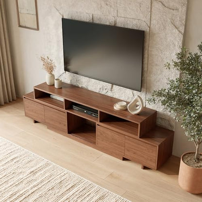 Extendable TV Stand for 65-100 Inch TVs, Modern Low Profile Entertainment Center & Media Console Collection for Living Room (Walnut, 63"-94.5") - size: 63"-94.5"