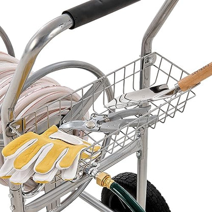 VEVOR Hose Reel Cart, 250 ft 5/8" Hose Capacity, 4 Wheels | Heavy Duty Powder-coated Steel, Storage Basket, Mobile Tools, For Garden, Yard, Lawn - style: 250 ft