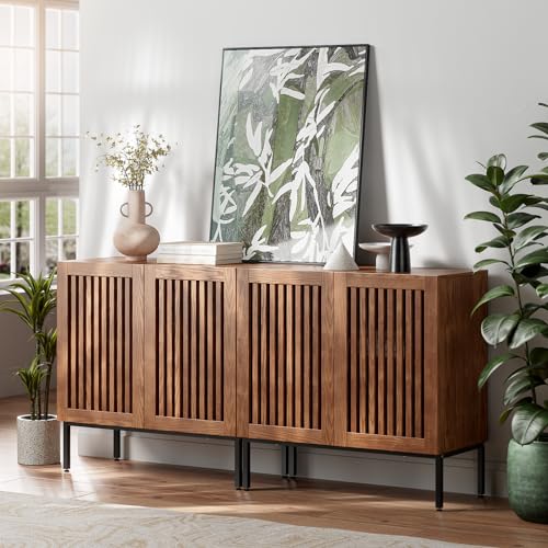 BVIUNTWO Set of 2 Accent Storage Cabinet with Doors and Adjustable Shelf,Freestanding Buffet Cabinet,Modern Sideboard Buffet Cabinet for Living Room,Dining Room,Kitchen, Hallway,Brown - color: Brown, size: 63 Inch