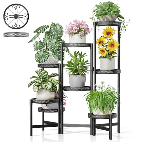 Black Stand Plants, 8-Tier Metal Plant Stands for Outdoor Indoor Plants,Heavy Duty Flower Pot Stands for Multiple Plants,Decoration Display Racks for Patio Garden -BlackS - color: BlackS, size: 8-tiers