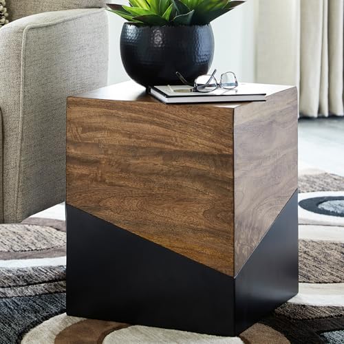 Signature Design by Ashley Trailbend Eclectic Accent End Table, Brown & Gunmetal