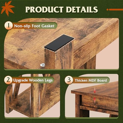 WLIVE Farmhouse End Table, Narrow Side Table with Charging Station, Slim End Table, Side Table for Bedroom, Living Room, Small Spaces, 2 USB and 2 Power Outlets, Rustic Brown - color: Rustic Brown
