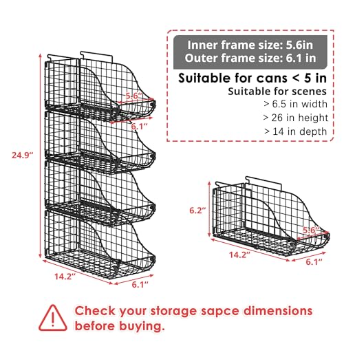 Sonyabecca 8 Pack Stackable Can Organizer for Pantry Cabinet Food Storage | Wire Storage Rack Holds Up to 72 Cans, Beverages and Food. Small Metal Organizer for Kitchen Counters, Fridges and RV