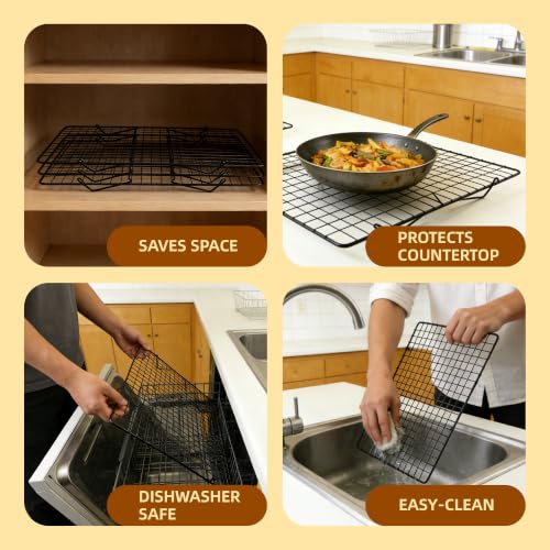Cooling Rack 16"x10", 5-Tier Stackable & Collapsible Cooling Racks | Cooling Racks for Cooking and Baking, Roasting, Grilling, Oven & Dishwasher Safe (Black, 5-Tier) - color: Black, size: 5-Tier