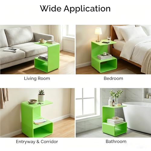 Acrylic End Table, 21.6" H C-Shaped End Table, Side Table for Living Room, Bedside Table for Bedroom, Acrylic Clear C Side Table (Green) - color: Green