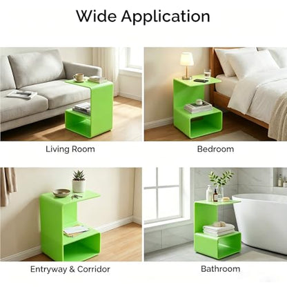 Acrylic End Table, 21.6" H C-Shaped End Table, Side Table for Living Room, Bedside Table for Bedroom, Acrylic Clear C Side Table (Green) - color: Green