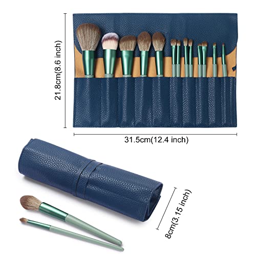 Bird&Fish Makeup Brush Case Travel, makeup brush case roll up,brush holder makeup,Holder Organizer Brushes Pouch Cosmetic Bag for Travel，Rolling Bag Storage Case PU Leather - color: New Dark Gray