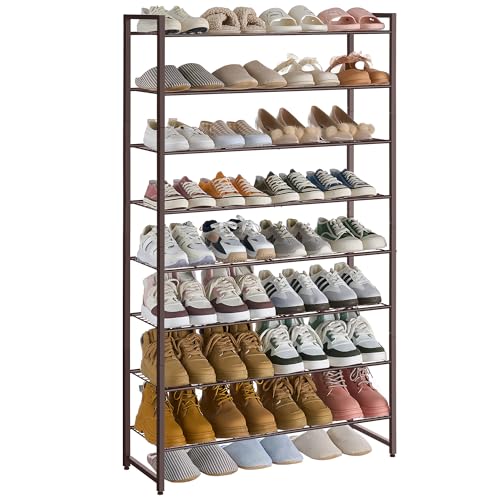 Nunsino Shoe Rack for Closet, Metal Shoe Organizer, 8 Tier Garage Shoe Rack Max Holds 40 Pairs,Shoe Storage Shelf,Entryway, Bronze - color: Bronze, size: 8 Tier
