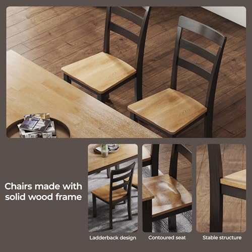 Signature Design by Ashley Gesthaven Solid Wood Frame Dining Chair, Set of 2, Natural/Brown - color: Light Brown & Dark Brown