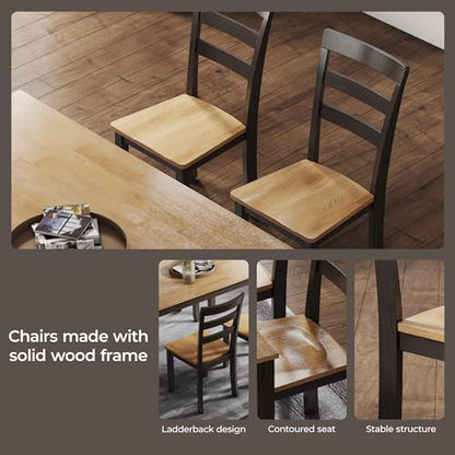 Signature Design by Ashley Gesthaven Solid Wood Frame Dining Chair, Set of 2, Natural/Brown - color: Light Brown & Dark Brown