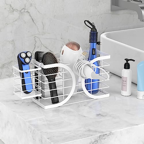 Hair Dryer Holder 3in1 Hair Tool Organizer/Wall Mounted,Cabinet Door or Desk-based Blow Dryer Holder/Height-adjustable Curling Iron Holder/Bathroom Cabinet Organizer for Flat Irons Curling Wand | Hair Dryer Holder Wall mount Height-adjustable Curling Iron