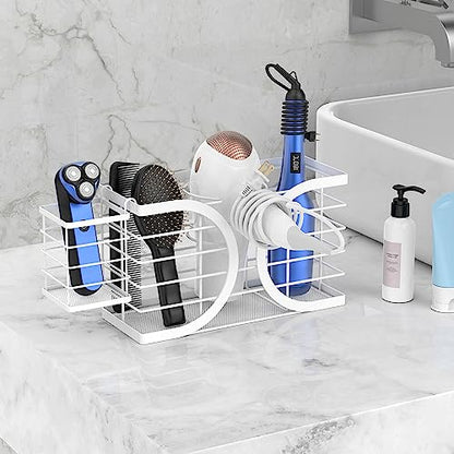 Hair Dryer Holder 3in1 Hair Tool Organizer/Wall Mounted,Cabinet Door or Desk-based Blow Dryer Holder/Height-adjustable Curling Iron Holder/Bathroom Cabinet Organizer for Flat Irons Curling Wand | Hair Dryer Holder Wall mount Height-adjustable Curling Iron