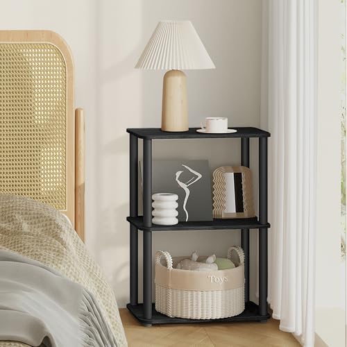 VASAGLE Superfast Toolless Assembly, 3-Tier Shelf for Living Room, Standing Shelf, Bookshelf, Bedroom, Kitchen, 9.4 x 15 x 27.8 Inches, Ebony Black and Ink Black ULLS153B01 - color: Ebony Black + Ink Black, size: 3 Tiers (15"W)