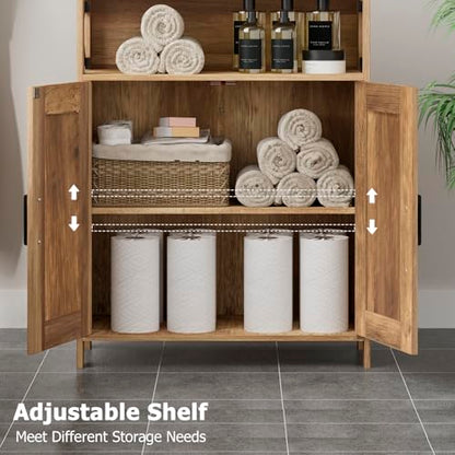 Homhedy Farmhouse Bathroom Storage Cabinet with 2 Doors, Toilet Paper Cabinet with Adjustable Shelf, Small Bathroom Cabinet for Kitchen/Laundry/Living Room, 11.8 x 23.6 x 31.5 Inches, Rustic Walnut - color: Rustic Walnut