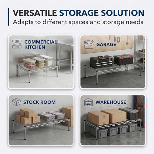 30" x 36" x 14" Chrome Wire Storage Shelf, Dunnage Rack, Commercial 1 Tier Small Shelf - color: Silver, size: 30"D x 36"W x 14"H