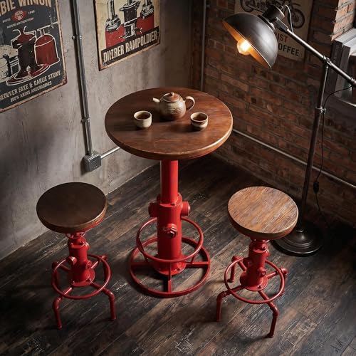 Topower Industrial Bar Table 38.58-48.43" Adjustable Pub Table Kitchen Dining Coffee Bistro Table Antique Red - color: Antique Red