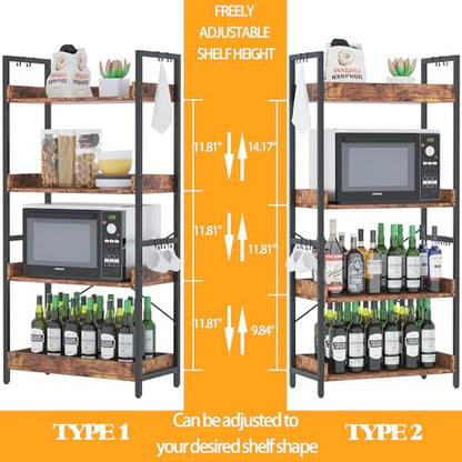 HCHQHS 4 Tier Bookshelf, Adjustable Industrial Bookcase, Vertical Tall Book Shelf, Wood and Black Metal Open Bookshelves for Home Office, Living Room, Bedroom - color: Rustic Brown, size: 4-Tier (24"W x 44"H)
