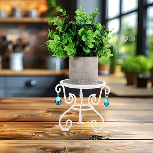 NUOBESTY Plant Pedestal Stand for Indoor/Outdoor Flower Pots Rack Holds White Iron Floor Plant Stand for Living Room and Home