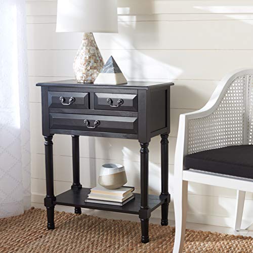 SAFAVIEH Furniture - Primrose 3-Drawer Console Table - Black - Solid Wood - Farmhouse Classic Design - Ideal for Entryway, Living Room, Hallway, 23.5" W x 13" D x 29.5" H (CNS5707B) - color: Black
