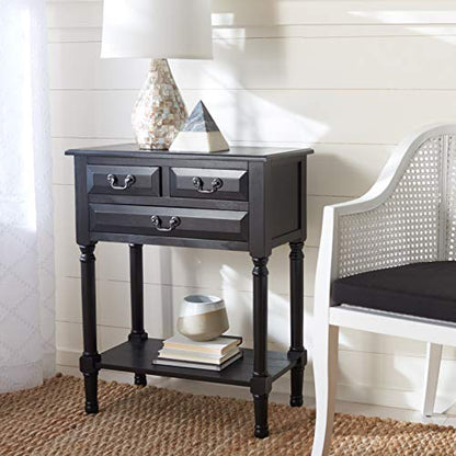 SAFAVIEH Furniture - Primrose 3-Drawer Console Table - Black - Solid Wood - Farmhouse Classic Design - Ideal for Entryway, Living Room, Hallway, 23.5" W x 13" D x 29.5" H (CNS5707B) - color: Black