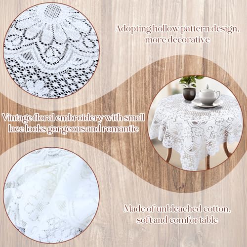 JJUNW Small Square Tablecloth, Lace Doilies, Beige Square Tablecloths Side Table Cover, Crochet Tablecloth for Round Coffee Table Topper Furniture 35 X 35 Inch
