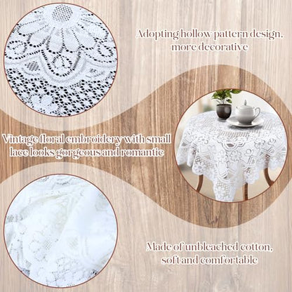 JJUNW Small Square Tablecloth, Lace Doilies, Beige Square Tablecloths Side Table Cover, Crochet Tablecloth for Round Coffee Table Topper Furniture 35 X 35 Inch