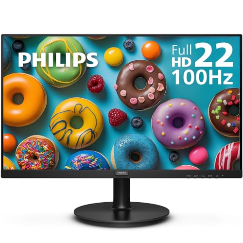 Philips 22 Inch Computer Monitor FHD 100Hz VA VESA Flicker-Free, 221V8LB | 1920×1080 LED Monitor, 4ms GtG, Adaptive Sync, HDMI 1.4, Tilt Adjust, Low Blue Light, 4yr Advance Replacement Warranty - size: 22 inch 100Hz