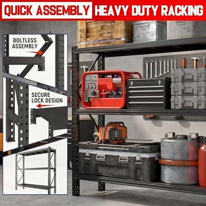 67" W Heavy Duty Garage Shelving, 6000 LBS Metal Storage Shelves with Anti-Fall Rails, 3-Tier Adjustable Storage Rack for Garage, Warehouse, Basement, Study Room - size: Reinforced 67"Wx 20"Dx 63"H