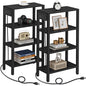 TUTOTAK Narrow Side Table Set of 2, Small End Table with Charging Station | 4-Tier Skinny Sofa Table, Slim Nightstand, Easy Assembly for Living Room, Bedroom, Black TB01BK0802 - color: Black, size: 4-tier