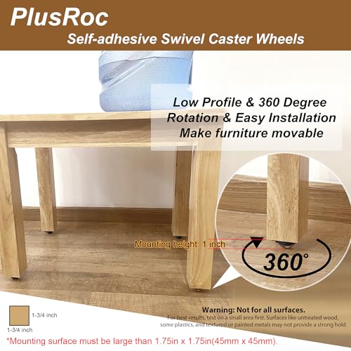 PlusRoc 12 Pack Self Adhesive Caster Wheels 1 Inch for Furniture Mop Bucket, Load Capacity 28LBS Per Wheel, Low Profile Swivel Wheels for Small Appliance Storage Bins - style: Steel Ball